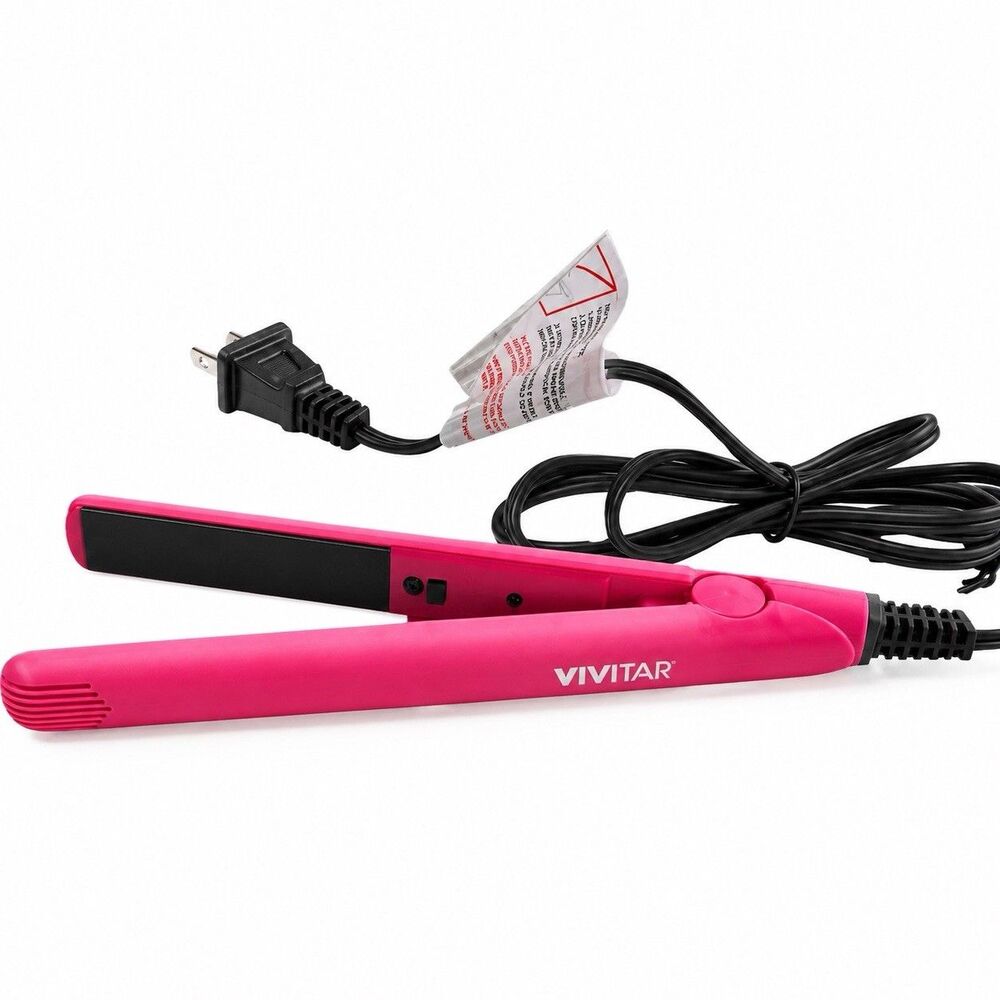 Vivitar Mini Ceramic Flat Iron 340°F Pink w/ Carrying Pouch PG8105-PNK